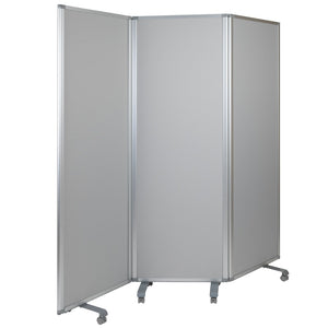 English Elm Raisley Double-Sided Mobile Whiteboard Partition with Lockable Casters for Versatile Spaces 72"H BR-PTT001-3-MP-60183-GG