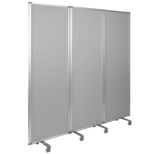 English Elm Raisley Double-Sided Mobile Whiteboard Partition with Lockable Casters for Versatile Spaces 72"H BR-PTT001-3-MP-60183-GG