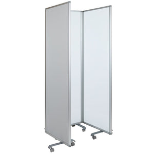 English Elm Raisley Double-Sided Mobile Whiteboard Partition with Lockable Casters for Versatile Spaces 72"H BR-PTT001-3-MP-60183-GG