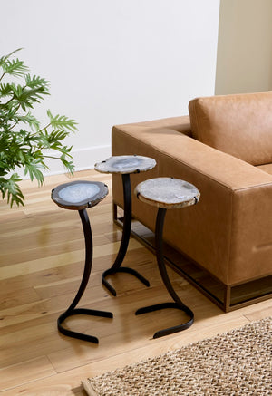 Phillips Collection Agate Side Table - Unique Handcrafted Natural Stone Art for Modern Home Décor & Accent Spaces Horseshoe Base, Assorted BR116728