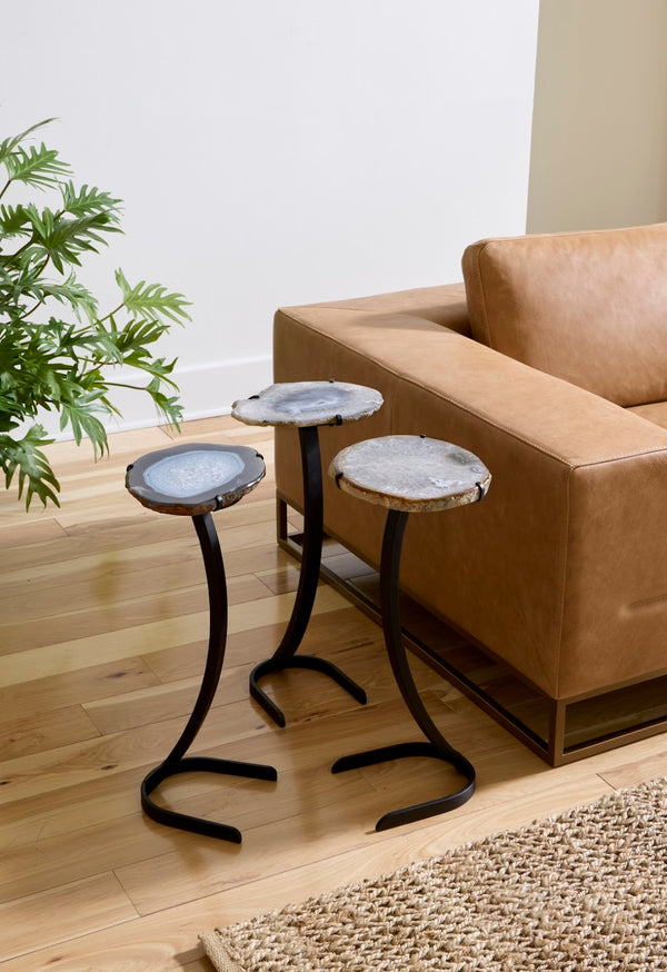 Phillips Collection Agate Side Table - Unique Handcrafted Natural Stone Art for Modern Home Décor & Accent Spaces Horseshoe Base, Assorted BR116728