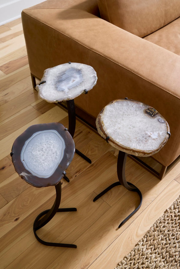 Phillips Collection Agate Side Table - Unique Handcrafted Natural Stone Art for Modern Home Décor & Accent Spaces Horseshoe Base, Assorted BR116728