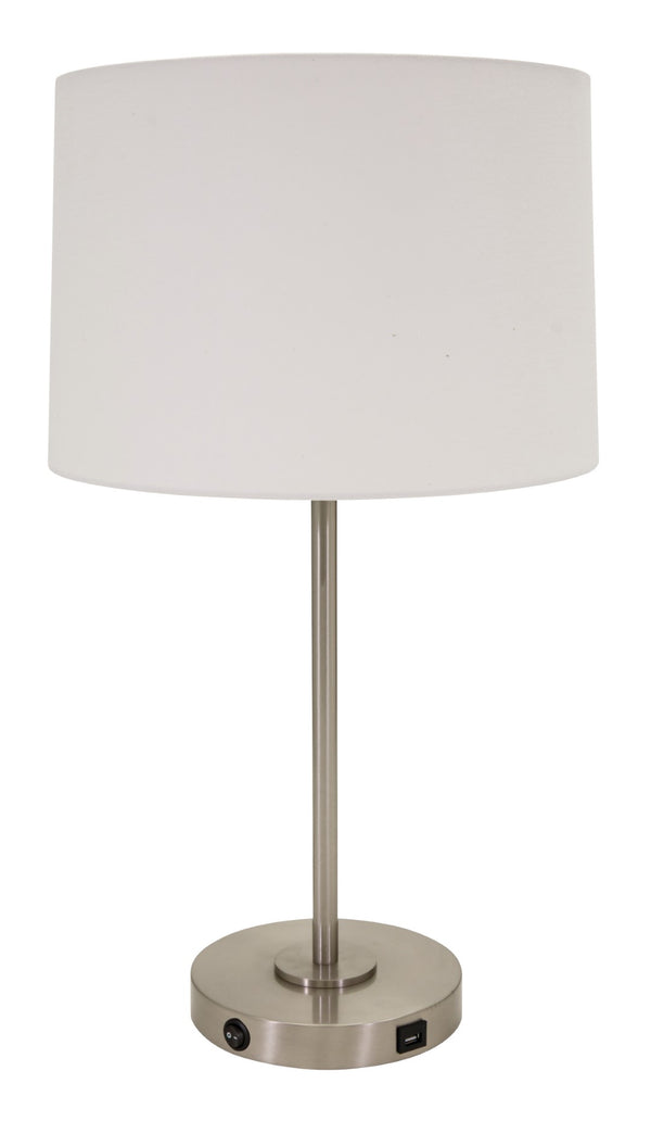 House Of Troy Brandon Table Lamps With Convenient Usb Port, Satin Nickel Finish & Stylish Rocker Switch Design Satin Nickel Metal Br150-sn