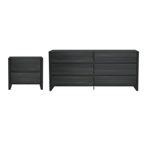 Manhattan Comfort Linda Modern 2-piece Dresser And Nightstand Set For Effortless Style And Streamlined Storage Solutions Charcoal Grey Mdp Br1658-1