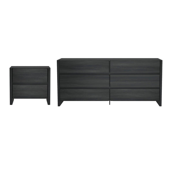 Manhattan Comfort Linda Modern 2-piece Dresser And Nightstand Set For Effortless Style And Streamlined Storage Solutions Charcoal Grey Mdp Br1658-1