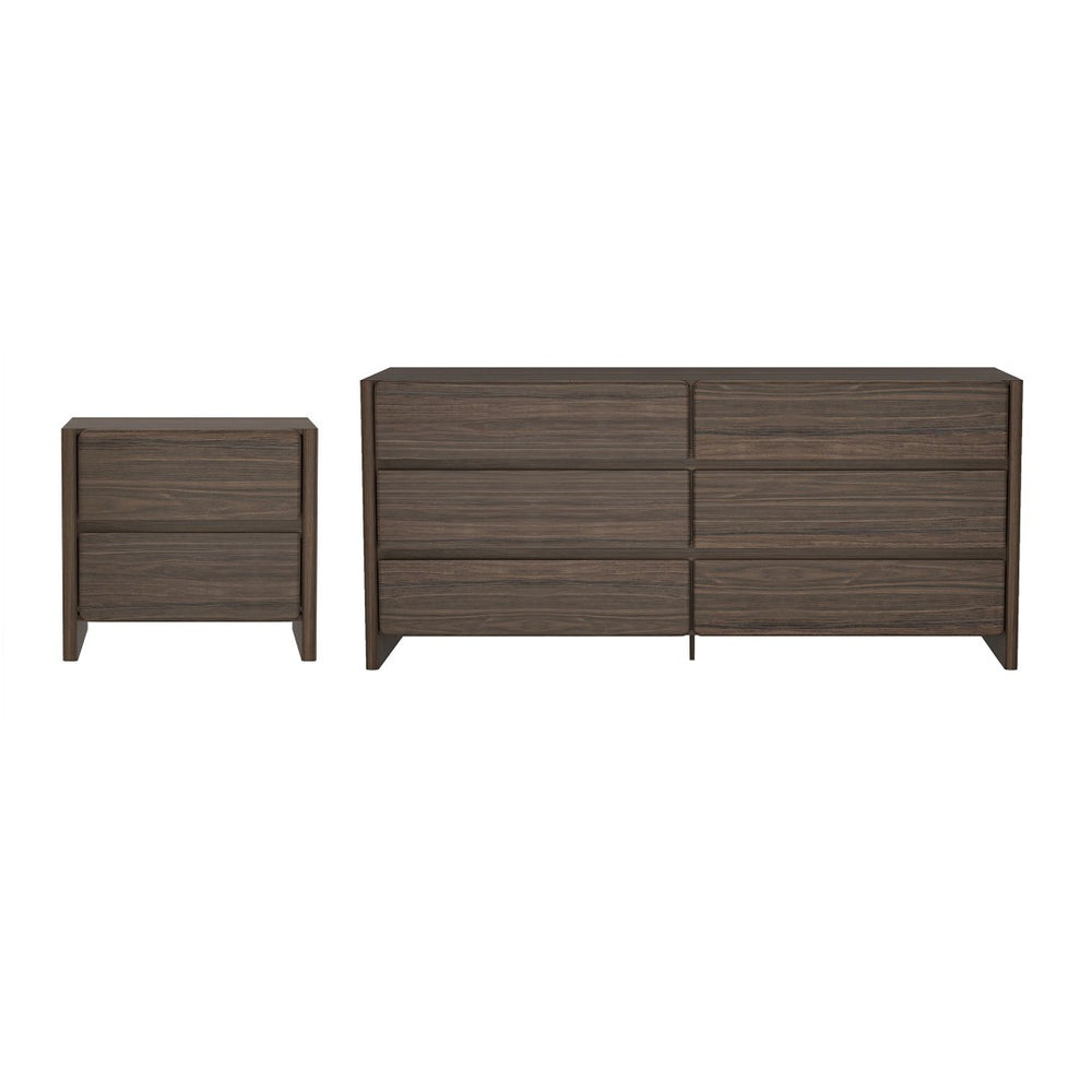 Manhattan Comfort Linda Modern 2-piece Dresser And Nightstand Set For Effortless Style And Streamlined Storage Solutions Walnut Brown Mdp Br1658-3