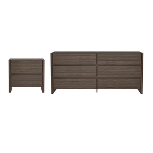 Manhattan Comfort Linda Modern 2-piece Dresser And Nightstand Set For Effortless Style And Streamlined Storage Solutions Walnut Brown Mdp Br1658-3