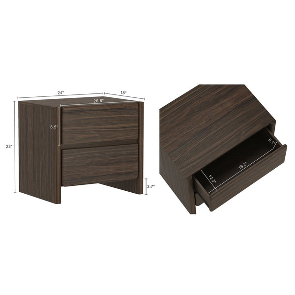 Manhattan Comfort Linda Modern 2-piece Dresser And Nightstand Set For Effortless Style And Streamlined Storage Solutions Walnut Brown Mdp Br1658-3