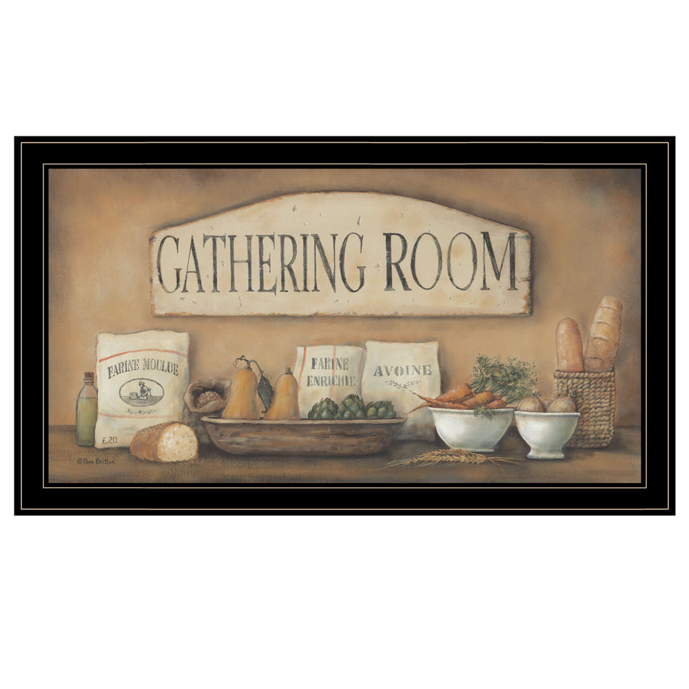 English Elm "gathering Room" Pam Britton Framed Canvas Art Black Wood Wall Print B06787568