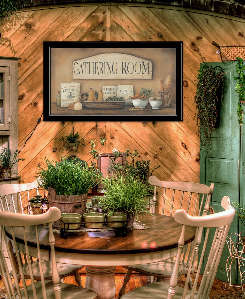 English Elm "gathering Room" Pam Britton Framed Canvas Art Black Wood Wall Print B06787568