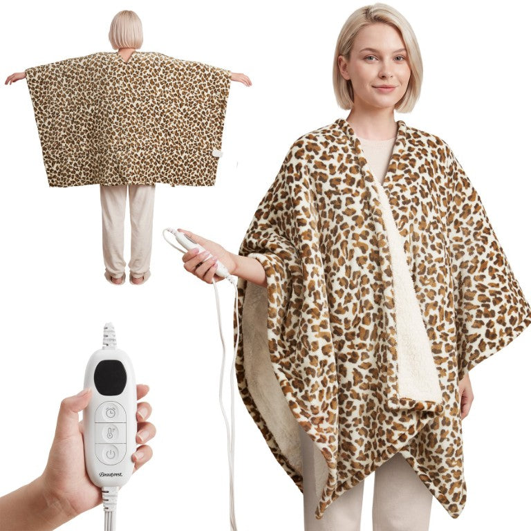 JLA Home Shawn Wearable Electric Throw with Reversible Plush Sherpa and 9 Heat Settings BR54-5486N