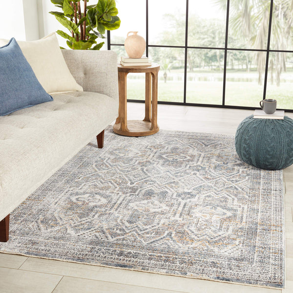 Jaipur Living Jaipur Living Nala Distressed Medallion Polyester Rug for Transitional Spaces Blue 9'X12'4" RUG152730