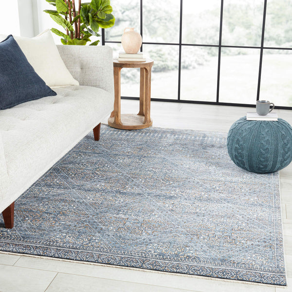 Jaipur Living Jaipur Living Talos Distressed Trellis Polyester Area Rug for Rooms Blue 3'X10' RUG152735