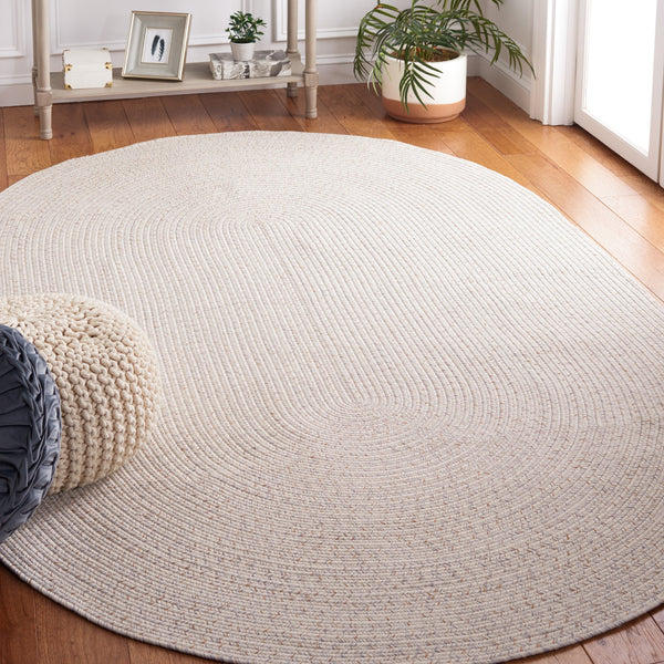 Safavieh Braided Handwoven 6X8 Ivory Light Grey Coastal Rug – Low-Profile Polypropylene, Durable & Washable BRA201A-68