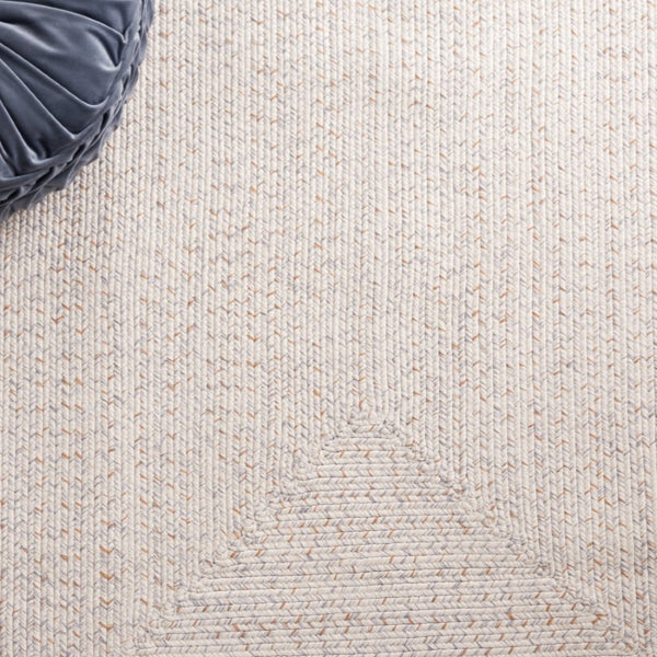 Safavieh Braided Hand Woven Polypropylene Round Rug Neutral Farmhouse Accent for Living Rooms Ivory Light Grey 9' Square BRA201A-9SQ