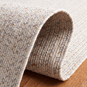 Safavieh Braided Hand Woven Polypropylene Round Rug Neutral Farmhouse Accent for Living Rooms Ivory Light Grey 9' Square BRA201A-9SQ
