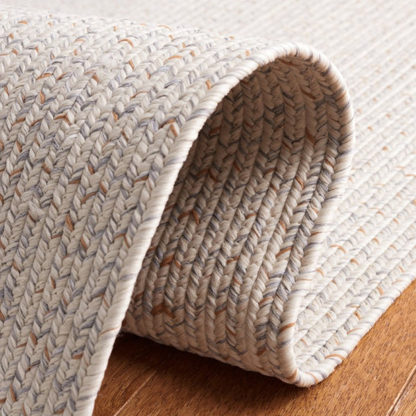 Safavieh Braided Hand Woven Polypropylene Round Rug Neutral Farmhouse Accent for Living Rooms Ivory Light Grey 9' Square BRA201A-9SQ
