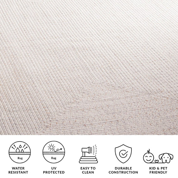 Safavieh Braided Hand Woven Polypropylene Round Rug Neutral Farmhouse Accent for Living Rooms Ivory Light Grey 9' Square BRA201A-9SQ