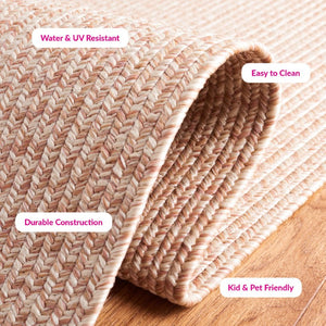 Safavieh Braided Hand Woven Polypropylene Round Rug Neutral Farmhouse Accent for Living Rooms Natural 5' Square BRA201B-5SQ
