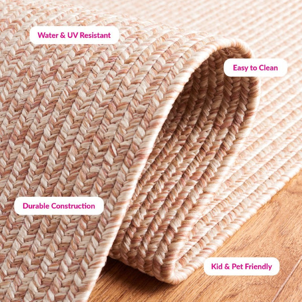 Safavieh Braided Hand Woven Polypropylene Round Rug Neutral Farmhouse Accent for Living Rooms Natural 9' Square BRA201B-9SQ