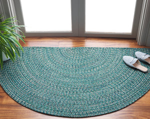 Safavieh Braided Elegance: Hand-woven Ivory And Light Grey Runner Rug For Sophisticated Hallways And Entryways Teal ,Green Polypropylene Pile Bra201k-9ov