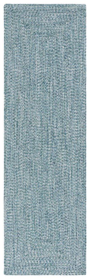 Safavieh Braided Elegance: Hand-woven Ivory And Light Grey Runner Rug For Sophisticated Hallways And Entryways Teal ,Green Polypropylene Pile Bra201k-9ov