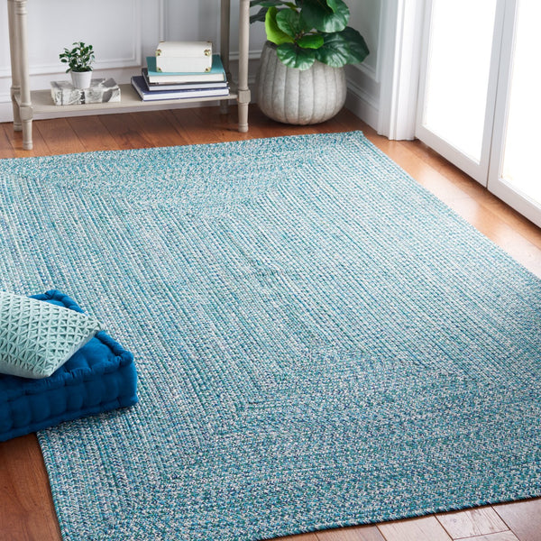 Safavieh Braided Elegance: Hand-woven Ivory And Light Grey Runner Rug For Sophisticated Hallways And Entryways Teal ,Green Polypropylene Pile Bra201k-9ov