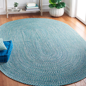 Safavieh Braided Elegance: Hand-woven Ivory And Light Grey Runner Rug For Sophisticated Hallways And Entryways Teal ,Green Polypropylene Pile Bra201k-9ov