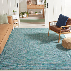 Safavieh Braided Elegance: Hand-woven Ivory And Light Grey Runner Rug For Sophisticated Hallways And Entryways Teal ,Green Polypropylene Pile Bra201k-9ov