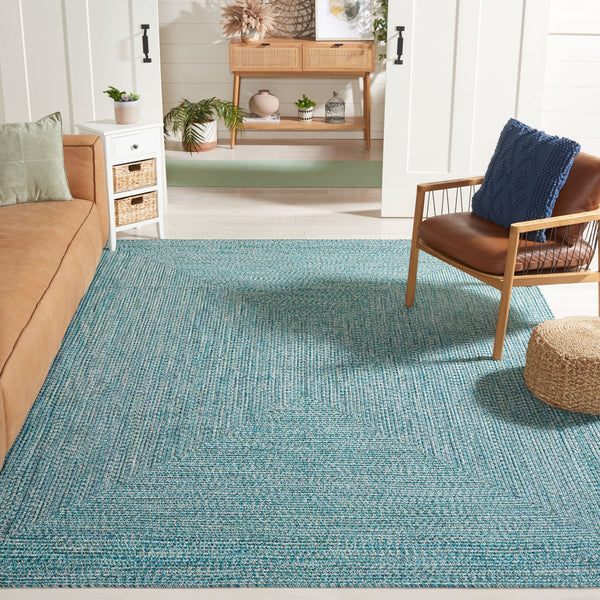 Safavieh Braided Elegance: Hand-woven Ivory And Light Grey Runner Rug For Sophisticated Hallways And Entryways Teal ,Green Polypropylene Pile Bra201k-9ov
