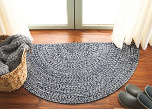 Safavieh Braided Elegance: Hand-woven Ivory And Light Grey Runner Rug For Sophisticated Hallways And Entryways Dark Blue ,Ivory Polypropylene Pile Bra201n-3sq