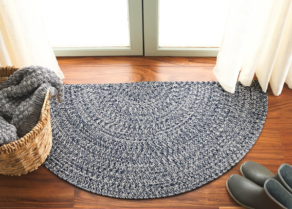 Safavieh Braided Elegance: Hand-woven Ivory And Light Grey Runner Rug For Sophisticated Hallways And Entryways Dark Blue ,Ivory Polypropylene Pile Bra201n-3sq