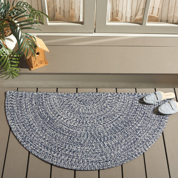 Safavieh Braided Elegance: Hand-woven Ivory And Light Grey Runner Rug For Sophisticated Hallways And Entryways Dark Blue ,Ivory Polypropylene Pile Bra201n-3sq
