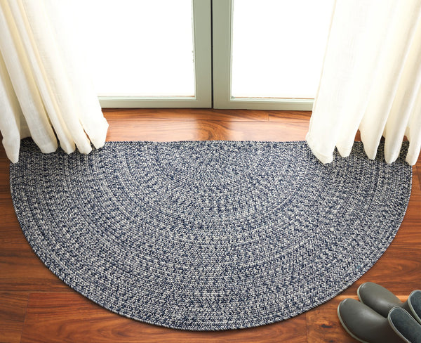 Safavieh Braided Elegance: Hand-woven Ivory And Light Grey Runner Rug For Sophisticated Hallways And Entryways Dark Blue ,Ivory Polypropylene Pile Bra201n-3sq