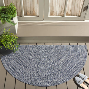 Safavieh Braided Elegance: Hand-woven Ivory And Light Grey Runner Rug For Sophisticated Hallways And Entryways Dark Blue ,Ivory Polypropylene Pile Bra201n-3sq