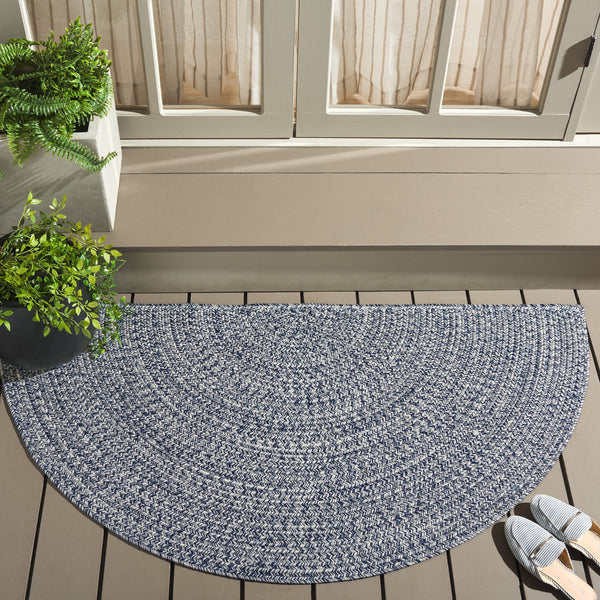 Safavieh Braided Elegance: Hand-woven Ivory And Light Grey Runner Rug For Sophisticated Hallways And Entryways Dark Blue ,Ivory Polypropylene Pile Bra201n-3sq