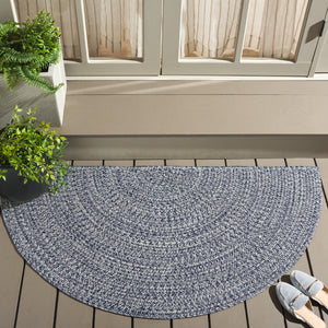 Safavieh Braided Handwoven Area Rug - Timeless Ivory And Light Grey Design For Elegant Home Decor Spaces Dark Blue ,Ivory Polypropylene Pile Bra201n-220