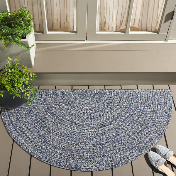 Safavieh Braided Handwoven Area Rug - Timeless Ivory And Light Grey Design For Elegant Home Decor Spaces Dark Blue ,Ivory Polypropylene Pile Bra201n-220