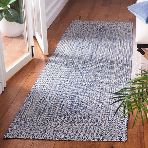 Safavieh Braided Oversized Dark Blue Ivory Rug – Hand‑Woven Polypropylene, Low‑Profile, Washable Coastal Elegance 11'-0" x 15'-0" BRA201N-1115