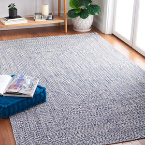 Safavieh Braided Elegance: Hand-woven Ivory And Light Grey Runner Rug For Sophisticated Hallways And Entryways Dark Blue ,Ivory Polypropylene Pile Bra201n-3sq
