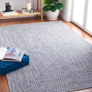 Safavieh Braided Oversized Dark Blue Ivory Rug – Hand‑Woven Polypropylene, Low‑Profile, Washable Coastal Elegance 11'-0" x 15'-0" BRA201N-1115