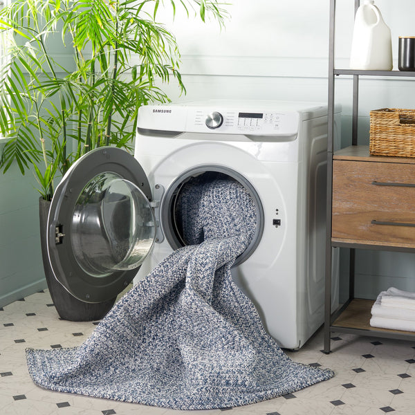 Safavieh Braided Elegance: Hand-woven Ivory And Light Grey Runner Rug For Sophisticated Hallways And Entryways Dark Blue ,Ivory Polypropylene Pile Bra201n-3sq