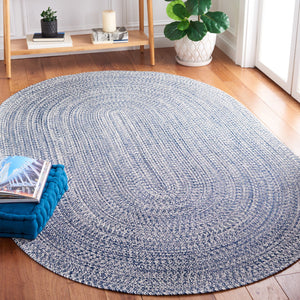 Safavieh Braided Oversized Dark Blue Ivory Rug – Hand‑Woven Polypropylene, Low‑Profile, Washable Coastal Elegance 11'-0" x 15'-0" BRA201N-1115