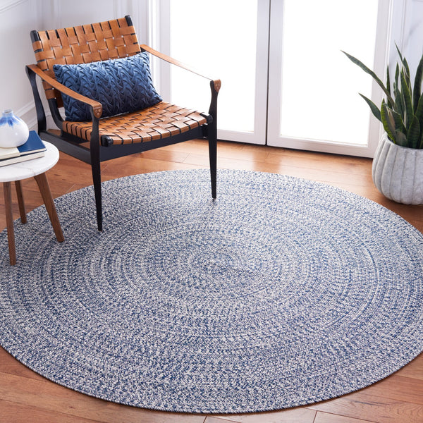 Safavieh Braided Oversized Dark Blue Ivory Rug – Hand‑Woven Polypropylene, Low‑Profile, Washable Coastal Elegance 11'-0" x 15'-0" BRA201N-1115