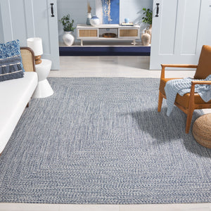 Safavieh Braided Elegance: Hand-woven Ivory And Light Grey Runner Rug For Sophisticated Hallways And Entryways Dark Blue ,Ivory Polypropylene Pile Bra201n-3sq