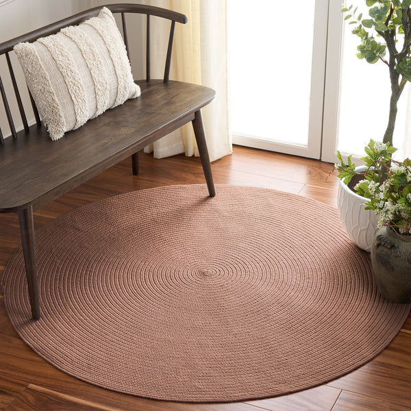 Safavieh Braided Hand-Woven Peach Area Rug, Low-Profile 1/4" Pile, Durable Stain-Resistant Polypropylene Rug 2'-0" x 3'-0" BRA201P-2