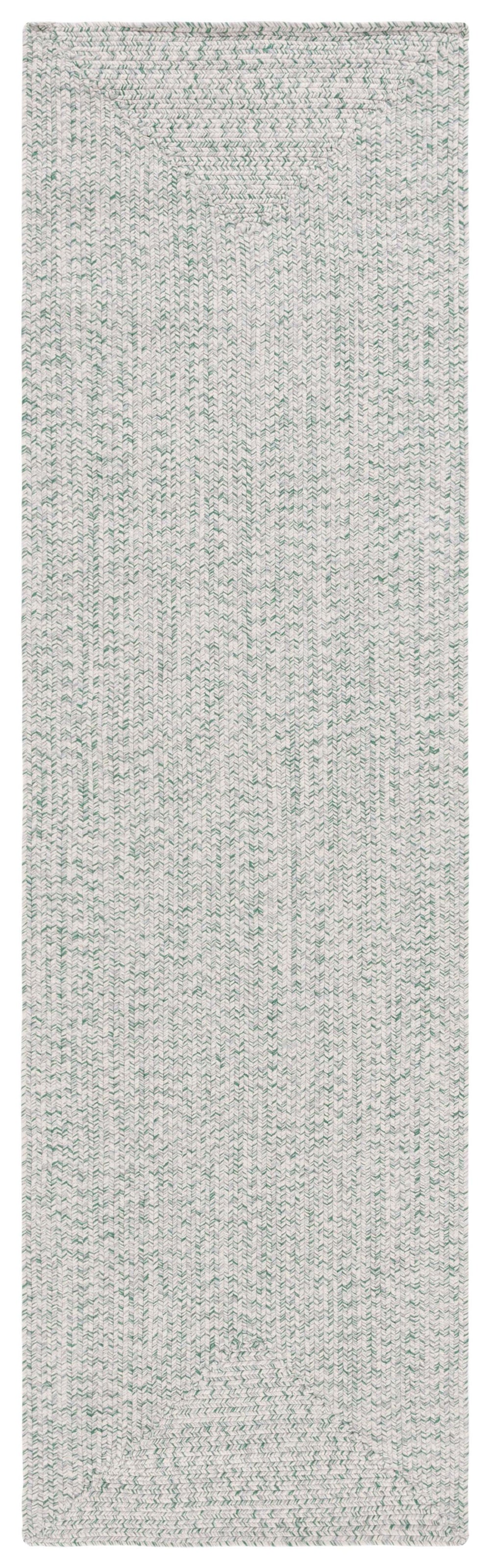 Safavieh Braided Handwoven Ivory & Green Coastal Round Rug — Durable Low-Profile, Washable Indoor/Outdoor Accent 5'-0" x 5'-0" BRA201Y-5R