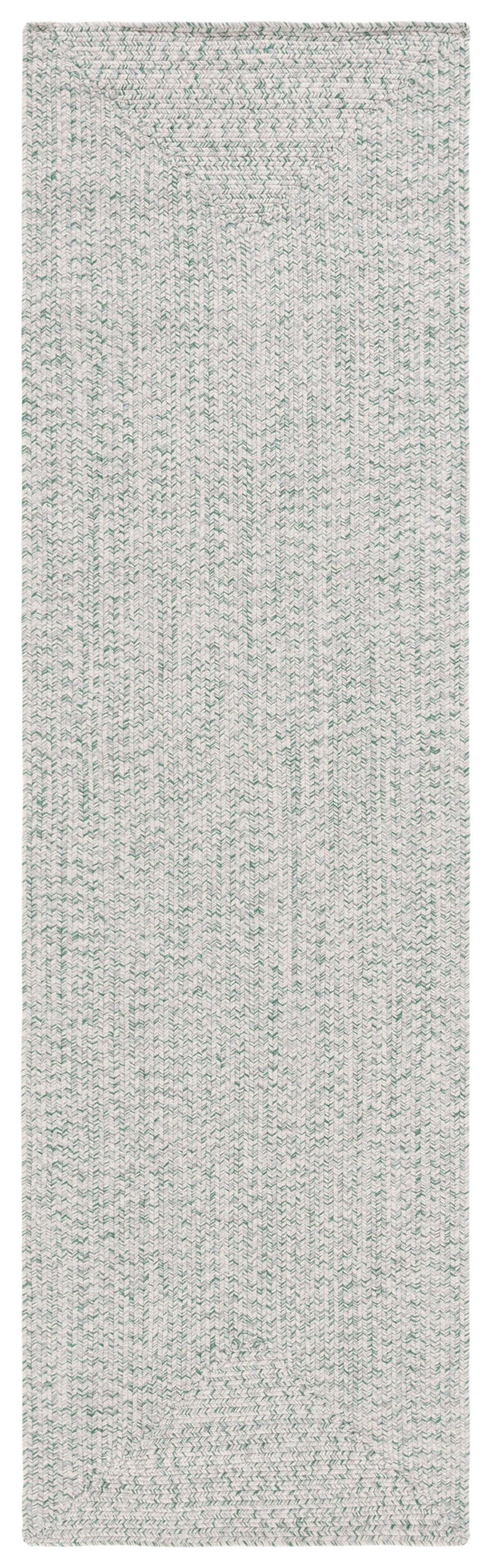 Safavieh Braided Hand-Woven Ivory Green Square Rug — Low-Profile Coastal Accent, Durable & Easy-Care Indoor Outdoor 4'-0" x 4'-0" BRA201Y-4SQ