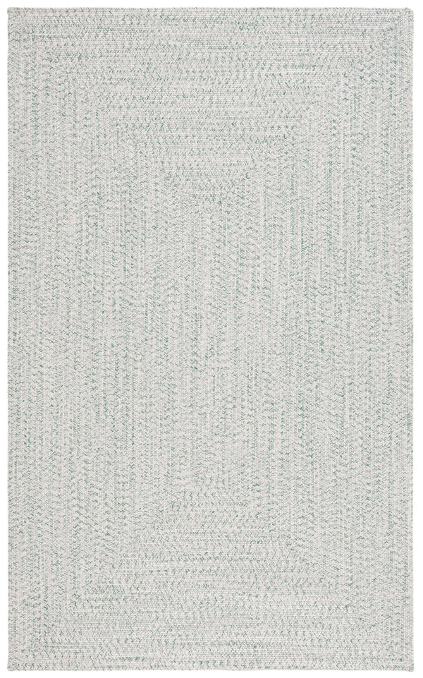 Safavieh Braided Hand-Woven Ivory Green Square Rug — Low-Profile Coastal Accent, Durable & Easy-Care Indoor Outdoor 4'-0" x 4'-0" BRA201Y-4SQ