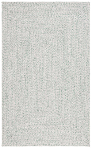 Safavieh Braided Handwoven Oval Rug In Ivory & Green — Low-Profile, Washable Polypropylene For Coastal Style 5'-0" x 8'-0" BRA201Y-5OV